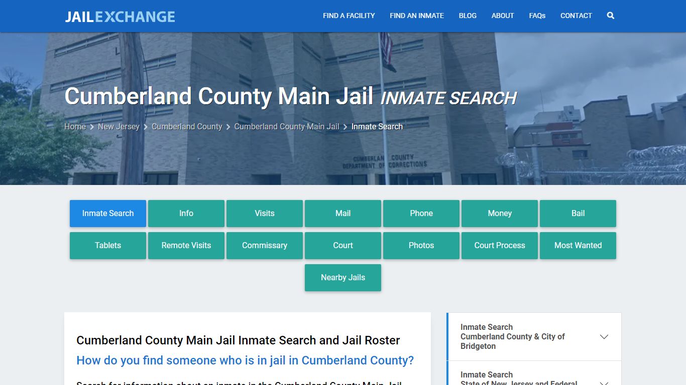 Inmate Search: Roster & Mugshots - Cumberland County Main Jail, NJ